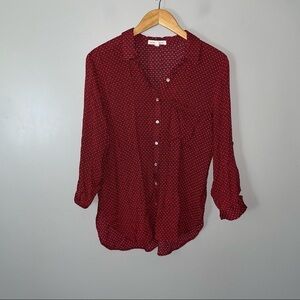 Grand & Green Polka dot button down blouse